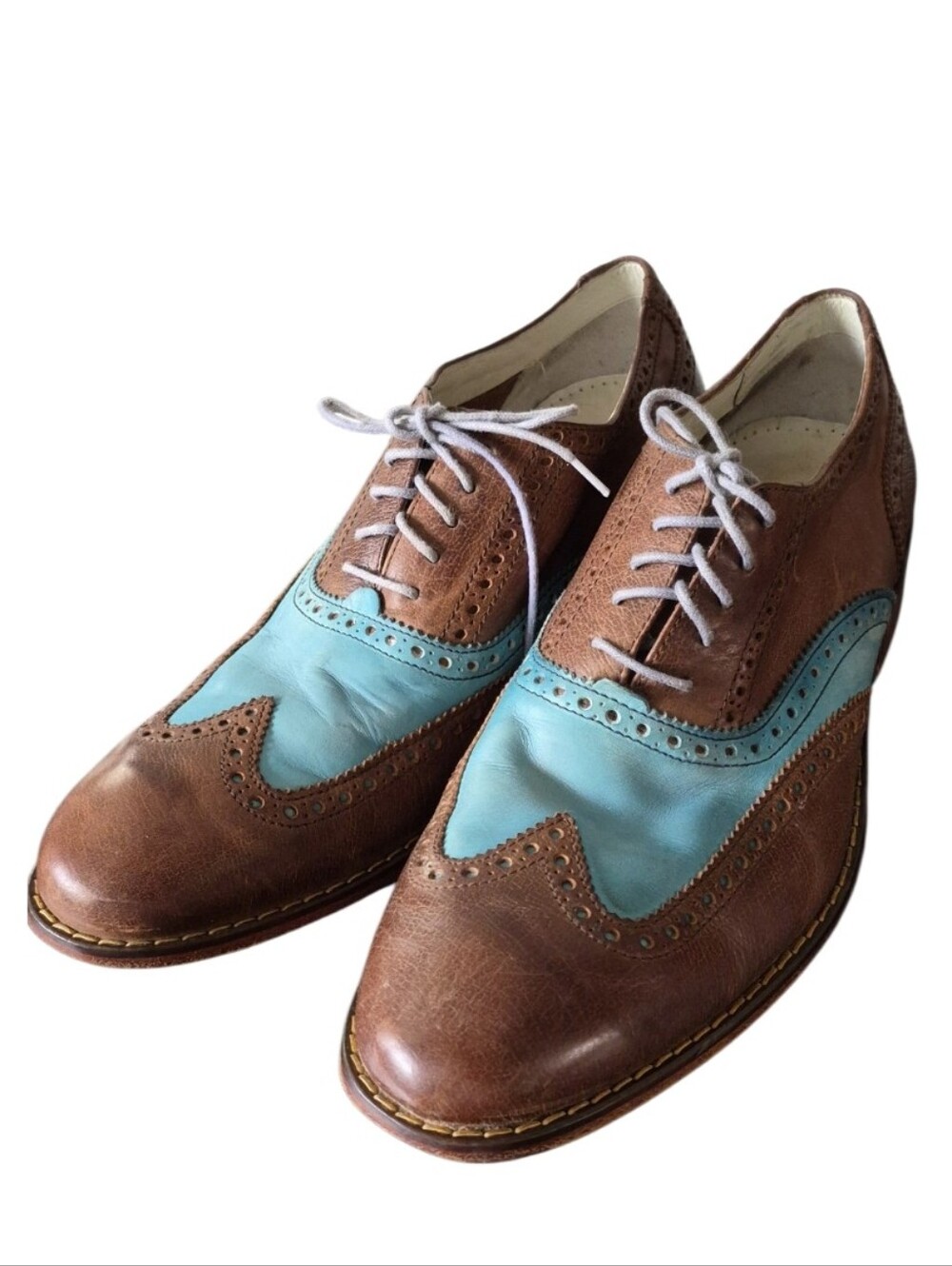 Cole Haan Colton Wingtip  Spectator Shoes  brown teal Nike Air Sole Rare Size 10
